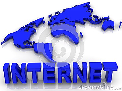 World. Internet. Cartoon Illustration