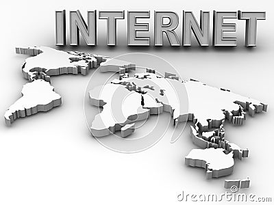 World. internet. 3d Cartoon Illustration