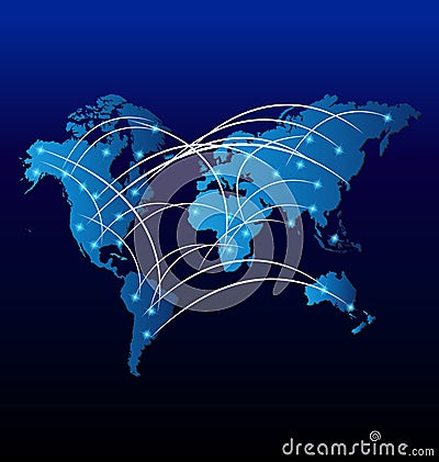 World internet trade market map Vector Illustration