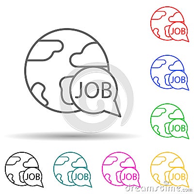world job search multi color style icon. Simple thin line, outline vector of interview icons for ui and ux, website or mobile Stock Photo