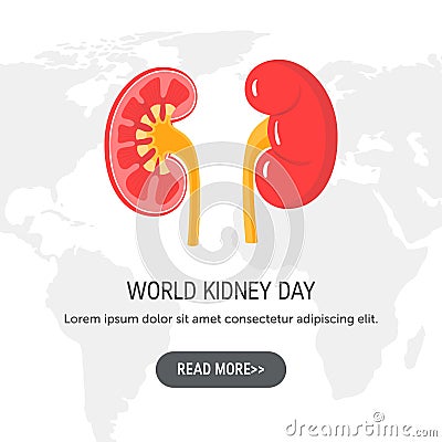 World kidney day concept in flat style Vector Illustration