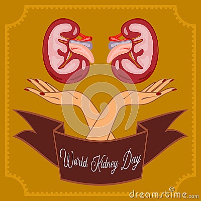 World Kidney Day Poster Or Banner. Kidney care and cancer awareness concept. Urology and nephrology vector design Stock Photo
