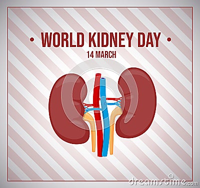 World kidneys day. Vector illustration. Healthy kidney Cartoon Illustration