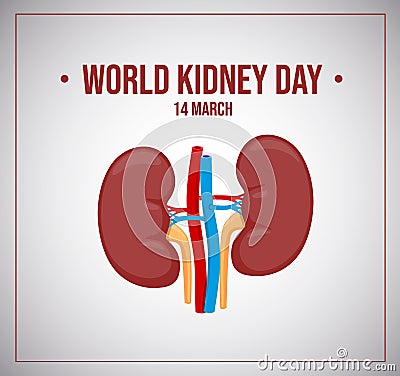 World kidneys day. Vector illustration. Healthy kidney Cartoon Illustration