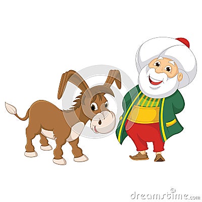 Isolated Old Man and Donkey Vector Illustration Vector Illustration