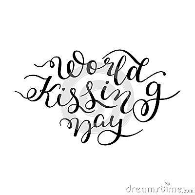 World Kissing Day hand lettering Stock Photo