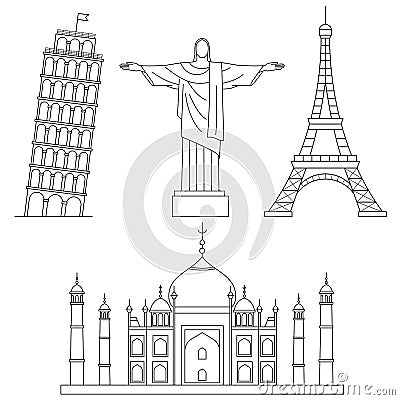 World Landmarks Vector Illustration