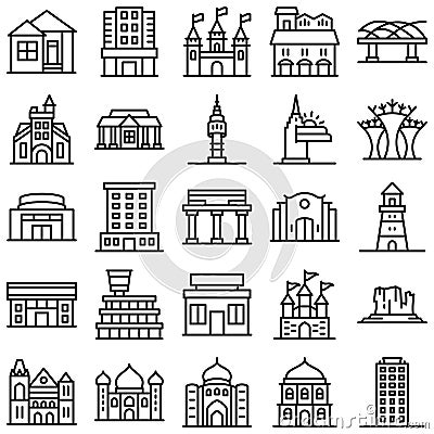 World Landmarks Isolated Vector Icons Set that can easily modify or edit Editorial Stock Photo