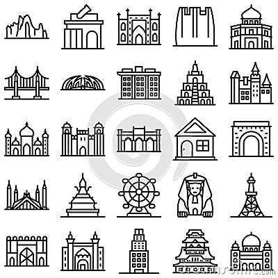 World Landmarks Isolated Vector Icons Set that can easily modify or edit Vector Illustration