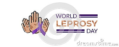 World Leprosy Day vector illustration with awareness ribbon Vector Illustration