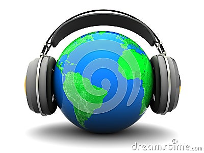 World listening Cartoon Illustration