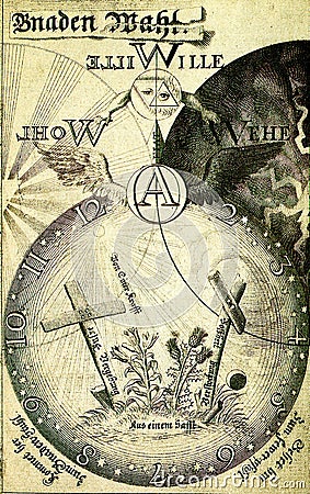 hermetic theosophical illustration of light and darkness by jacob bohme Editorial Stock Photo
