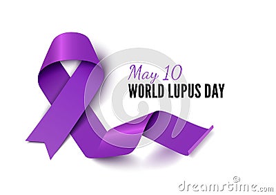 World Lupus Day purple ribbon realistic vector banner template Vector Illustration