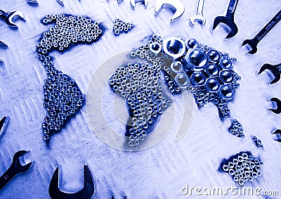 World made from spanners Stock Photo