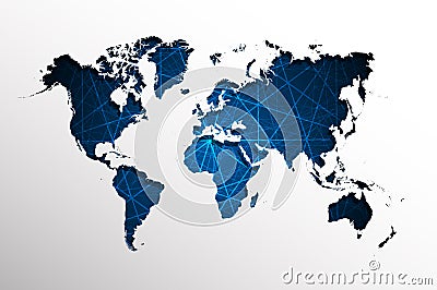 World map-Abstract blue straight lines Vector Illustration