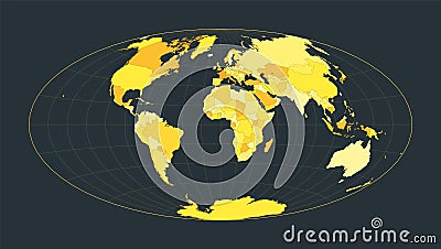 World Map. Aitoff projection. Vector Illustration