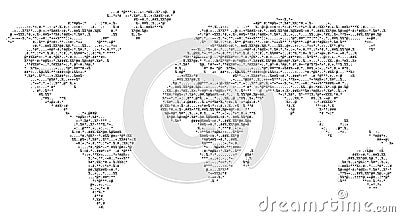 World map as source code Vector Illustration