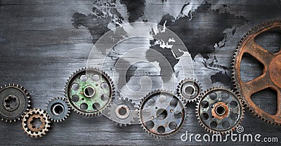 Business Economy Cogs Global Globalisation Background Supply Stock Photo
