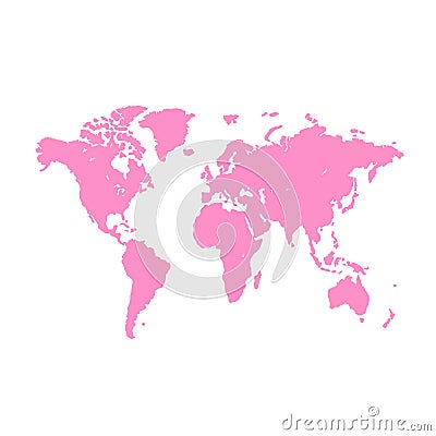 World map background. Grunge illustration of silhouettes world map. Pink blank vector world map Cartoon Illustration