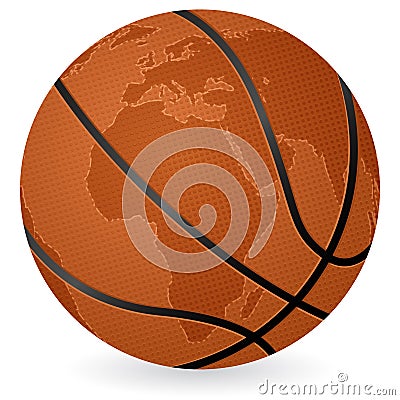 World map basketball ball Vector Illustration