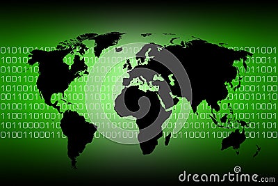 World map - binary code Stock Photo