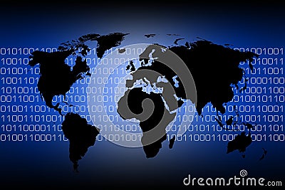 World map - binary code Stock Photo