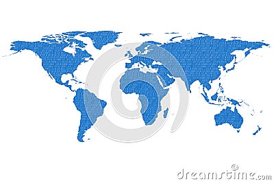 World map and binary code Stock Photo