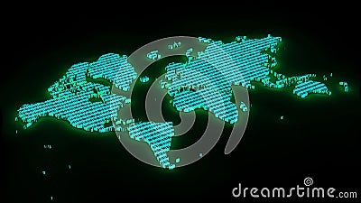 World map with binary numbers as texture Stock Photo