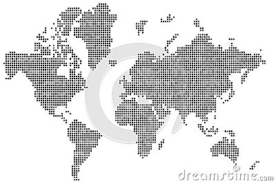 World map of black dots isolated on white, dotted design Vector Illustration