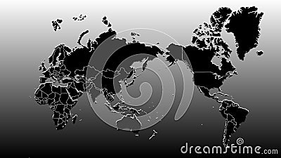 World map black and white shiny image with shadow depth effect Vector Illustration