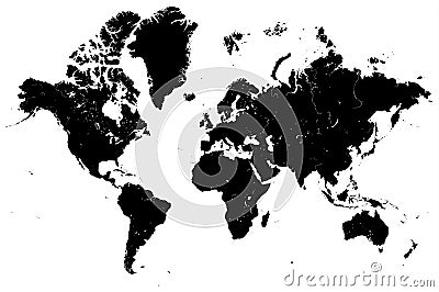 World map black white vector Stock Photo