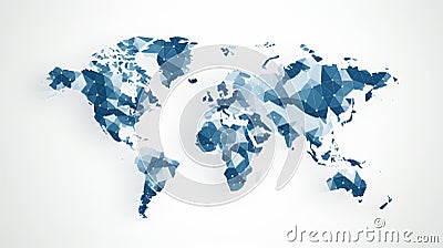 World map blue highlighted on White background generative AI Stock Photo