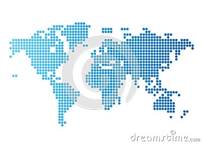 World map of blue round dots Vector Illustration