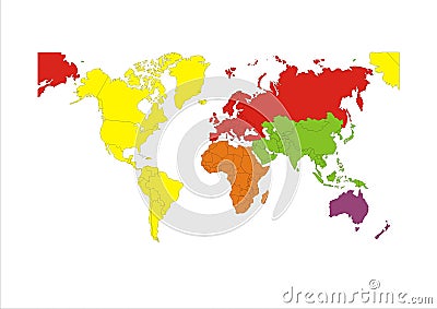 World Map Continent Vector Illustration