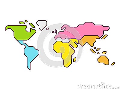 World map continents Vector Illustration