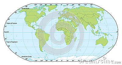 World map with coordinates Stock Photo