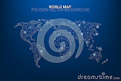 World map dot connection line polygon: concept of digital world, Data connection Vector Illustration