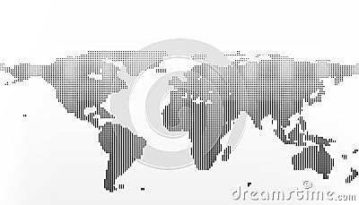 World map in dots, little lines with gradient effect Vector Illustration