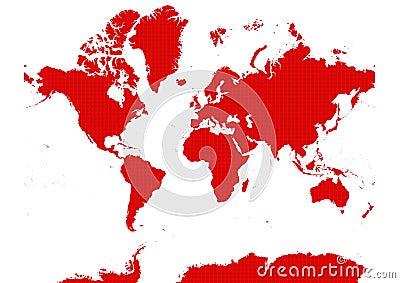 The World map dotted in red Pixel Stock Photo
