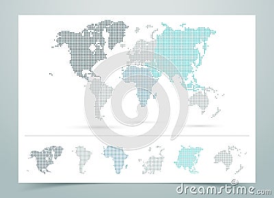 World Map Dotted Vector With Continents Vector Illustration