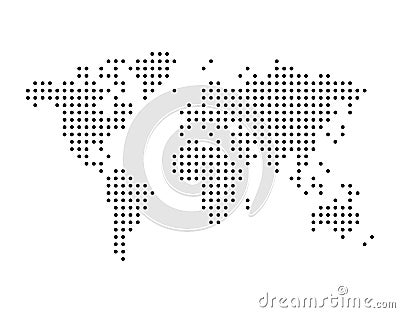 World map drawn with dots, simple black illustration Vector Illustration