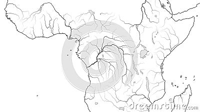 World Map of EQUATORIAL AFRICA REGION: Central Africa, Congo, ZaÃ¯re, Nigeria, Kenya, Tanzania. Geographic chart. Vector Illustration
