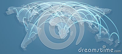 World Map Flight Path Background Vector Illustration