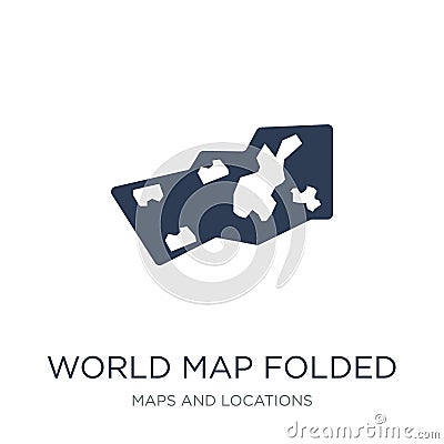 World Map Folded icon. Trendy flat vector World Map Folded icon Vector Illustration