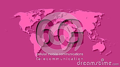 World map and 6G. Technology and telecommunications. High speed in new protocol. Stock Photo