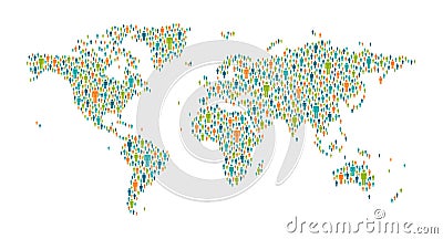 World Map - Global Human Connection Stock Photo