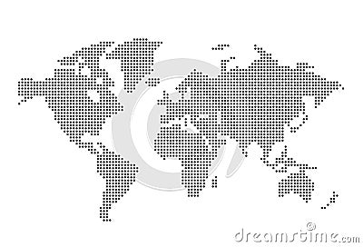 World map. Global network, pixel texture, earth background, abstract pattern Vector Illustration