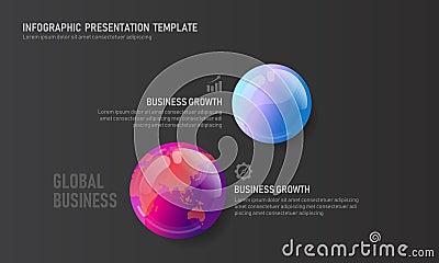 World map globe business infographic presentation vector illustration concept. Company statistics information graphic Vector Illustration