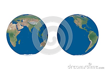 World map - globe hemispheres Stock Photo