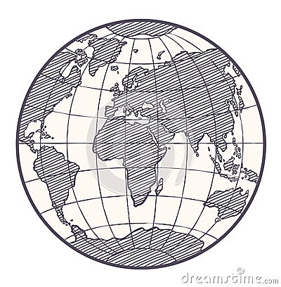 World map globe sketch vector Vector Illustration